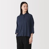 婦人　キュプラ混七分袖シャツ