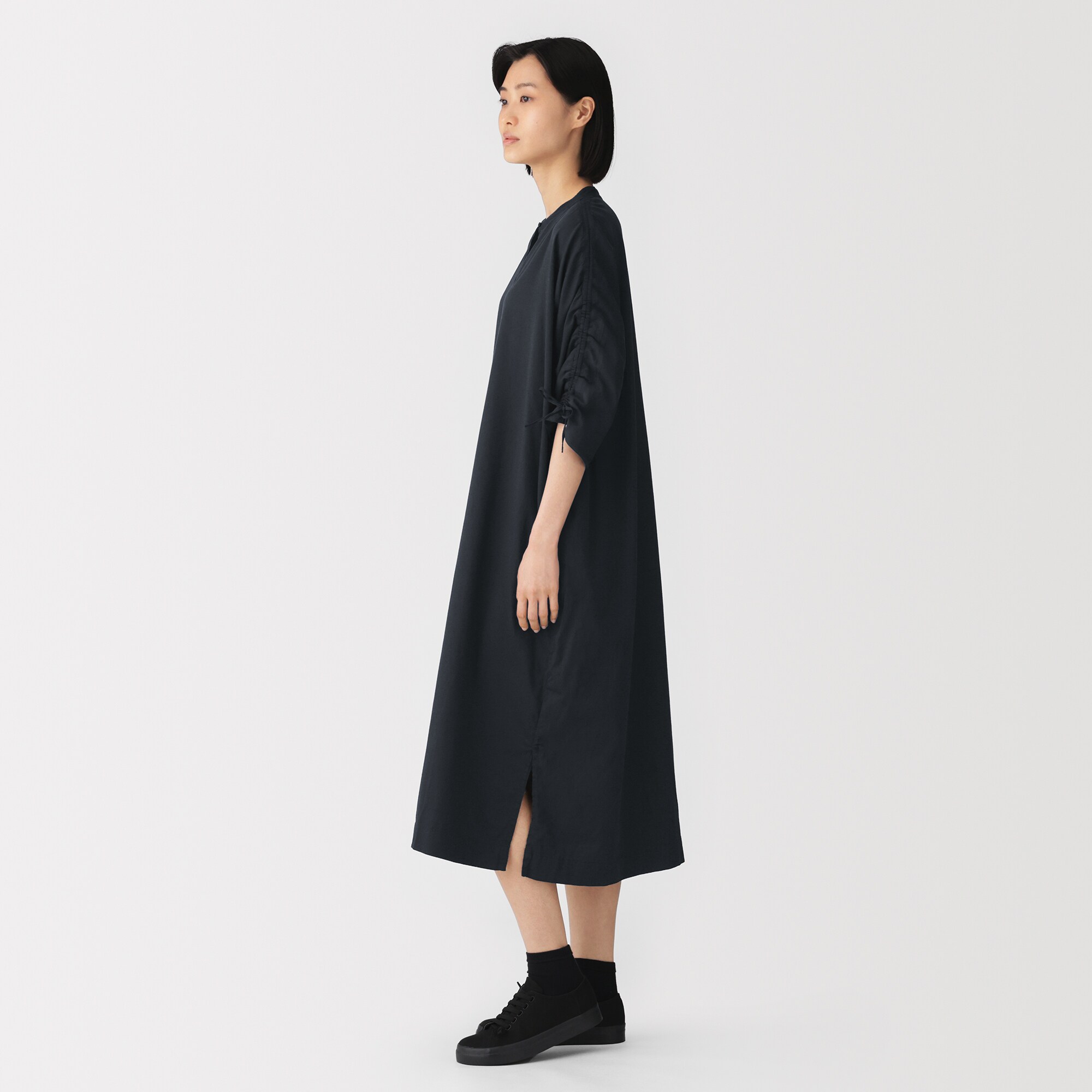 婦人 綿サテンギャザーワンピース | 無印良品