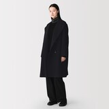 婦人　再生カシミヤ混二重織りノーカラーコート