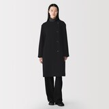 婦人　再生カシミヤ混二重織りノーカラーコート