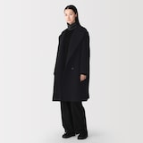 婦人　再生カシミヤ混二重織りノーカラーコート
