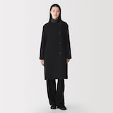 婦人　再生カシミヤ混二重織りノーカラーコート