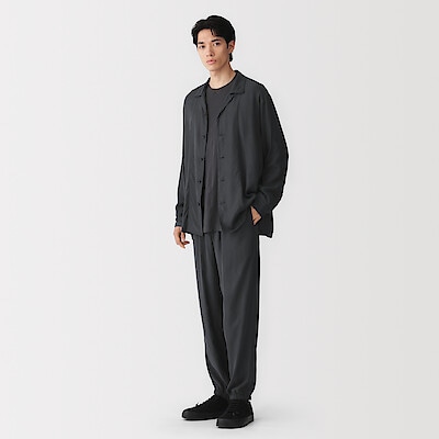 紳士　キュプラ混イージーテーパードパンツ
