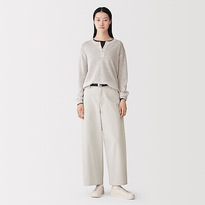 【９月上旬発売予定】婦人　再生コットン混バレルパンツ