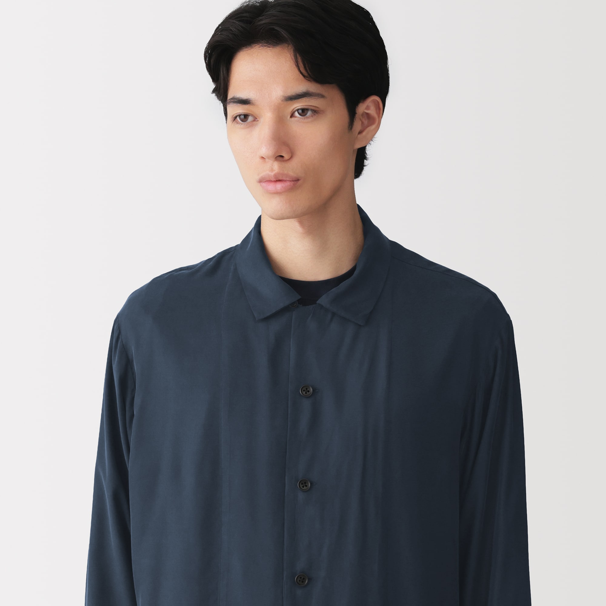 紳士 キュプラ混オープンカラー長袖シャツ | 無印良品