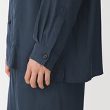 紳士　キュプラ混オープンカラー長袖シャツ