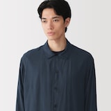 紳士　キュプラ混オープンカラー長袖シャツ