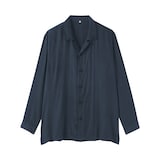 紳士　キュプラ混オープンカラー長袖シャツ