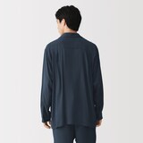 紳士　キュプラ混オープンカラー長袖シャツ