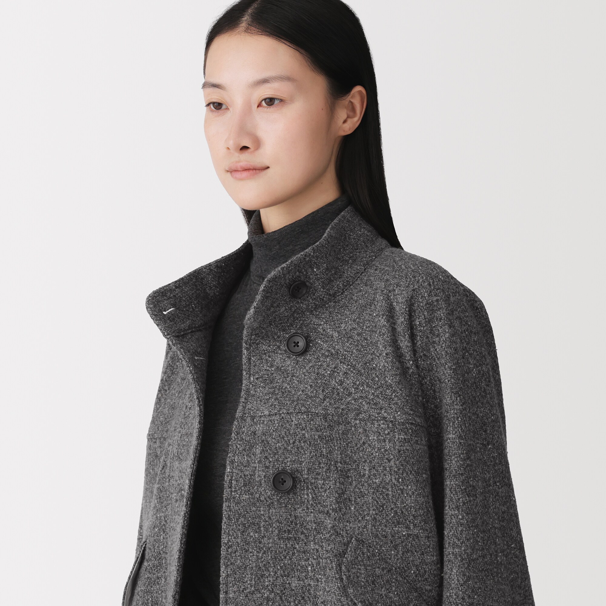 婦人　再生ウール混ネップショートブルゾン