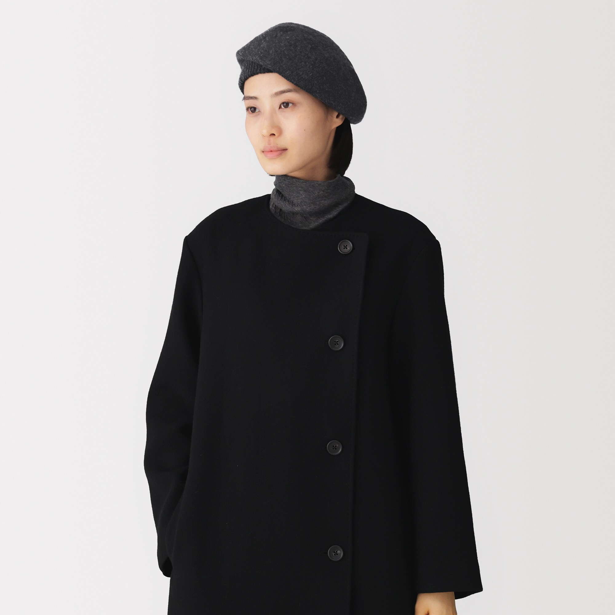 カシミヤ混　ニットベレー帽