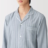 紳士　脇に縫い目のない　二重ガーゼ長袖パジャマ