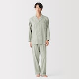 紳士　脇に縫い目のない　二重ガーゼ長袖パジャマ