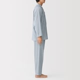 紳士　脇に縫い目のない　二重ガーゼ長袖パジャマ