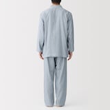 紳士　脇に縫い目のない　二重ガーゼ長袖パジャマ