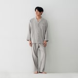 紳士　脇に縫い目のない　二重ガーゼ長袖パジャマ