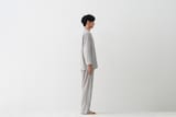 紳士　脇に縫い目のない　二重ガーゼ長袖パジャマ