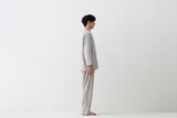 紳士　脇に縫い目のない　二重ガーゼ長袖パジャマ
