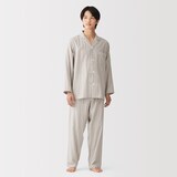 紳士　脇に縫い目のない　二重ガーゼ長袖パジャマ