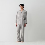 紳士　脇に縫い目のない　二重ガーゼ長袖パジャマ