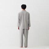 紳士　脇に縫い目のない　二重ガーゼ長袖パジャマ