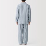 紳士　脇に縫い目のない　二重ガーゼ長袖パジャマ