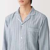 紳士　脇に縫い目のない　二重ガーゼ長袖パジャマ