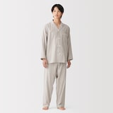 紳士　脇に縫い目のない　二重ガーゼ長袖パジャマ