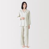 婦人　脇に縫い目のない　二重ガーゼ長袖パジャマ