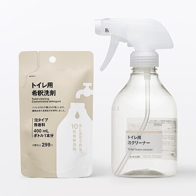 【６月１７日順次発売予定】トイレ用　希釈洗剤セット　泡クリーナーボトル１本　希釈洗剤１袋入り