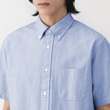 紳士　洗いざらしオックスボタンダウン半袖シャツ