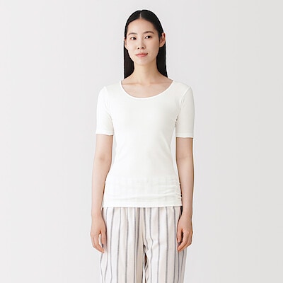 婦人　あったか綿　半袖Ｔシャツ