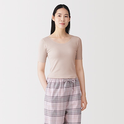 婦人　あったか綿　半袖Ｔシャツ