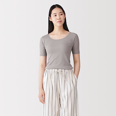 婦人　あったか綿　半袖Ｔシャツ