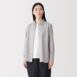 婦人　洗いざらし　ブロードレギュラーカラー長袖シャツ
