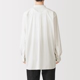 婦人　洗いざらし　ブロードスタンドカラー長袖ロングシャツ
