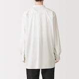 婦人　洗いざらし　ブロードスタンドカラー長袖ロングシャツ
