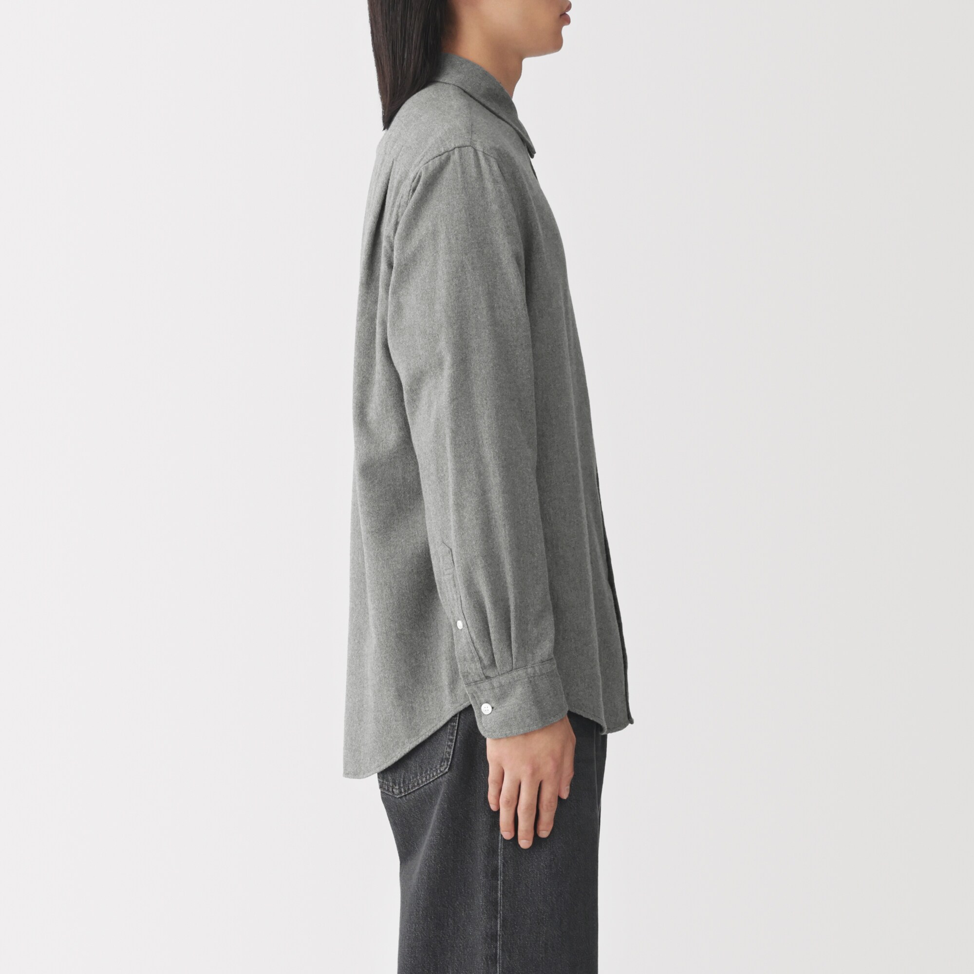 紳士　両面起毛フランネル長袖シャツ