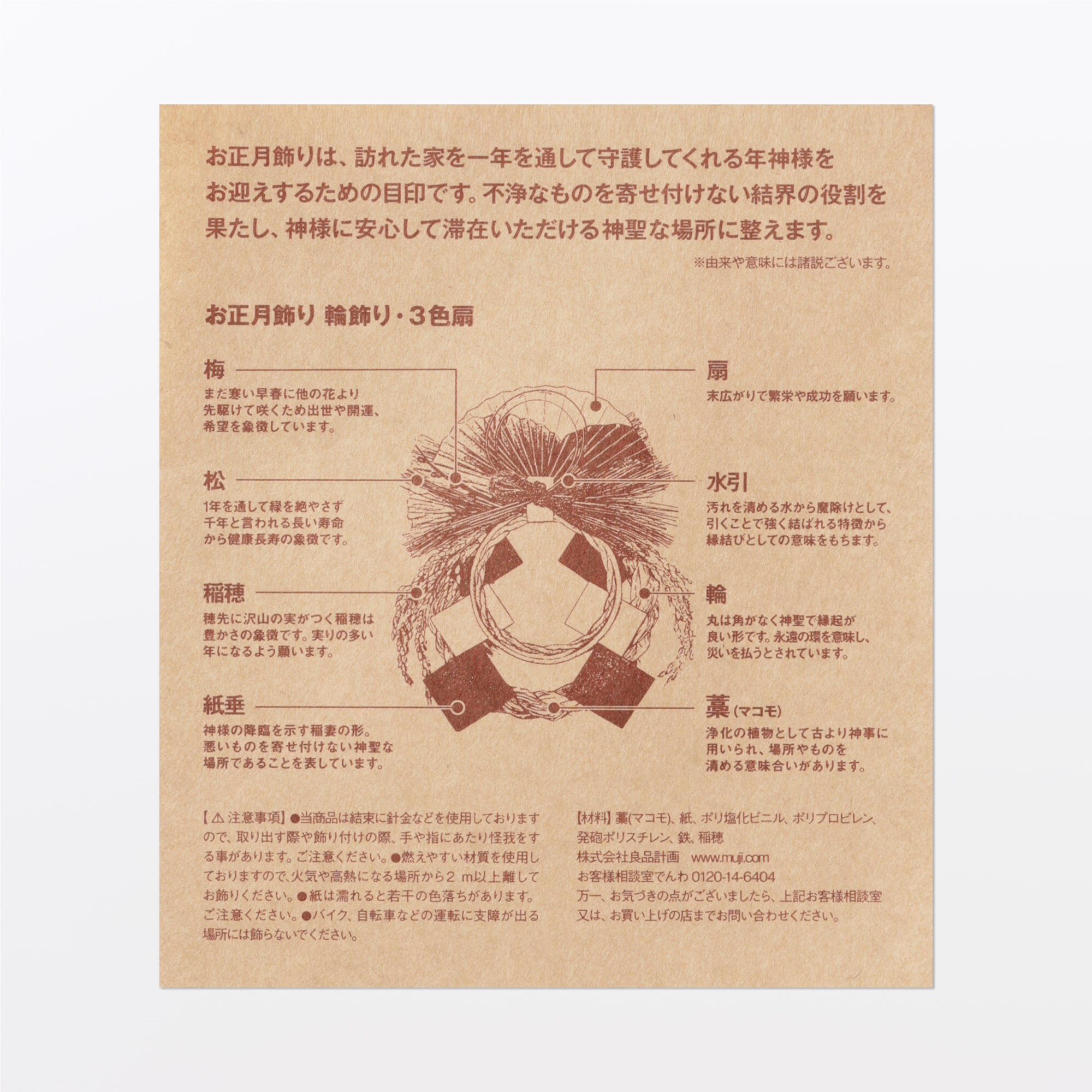 お正月飾り　輪飾り・３色扇