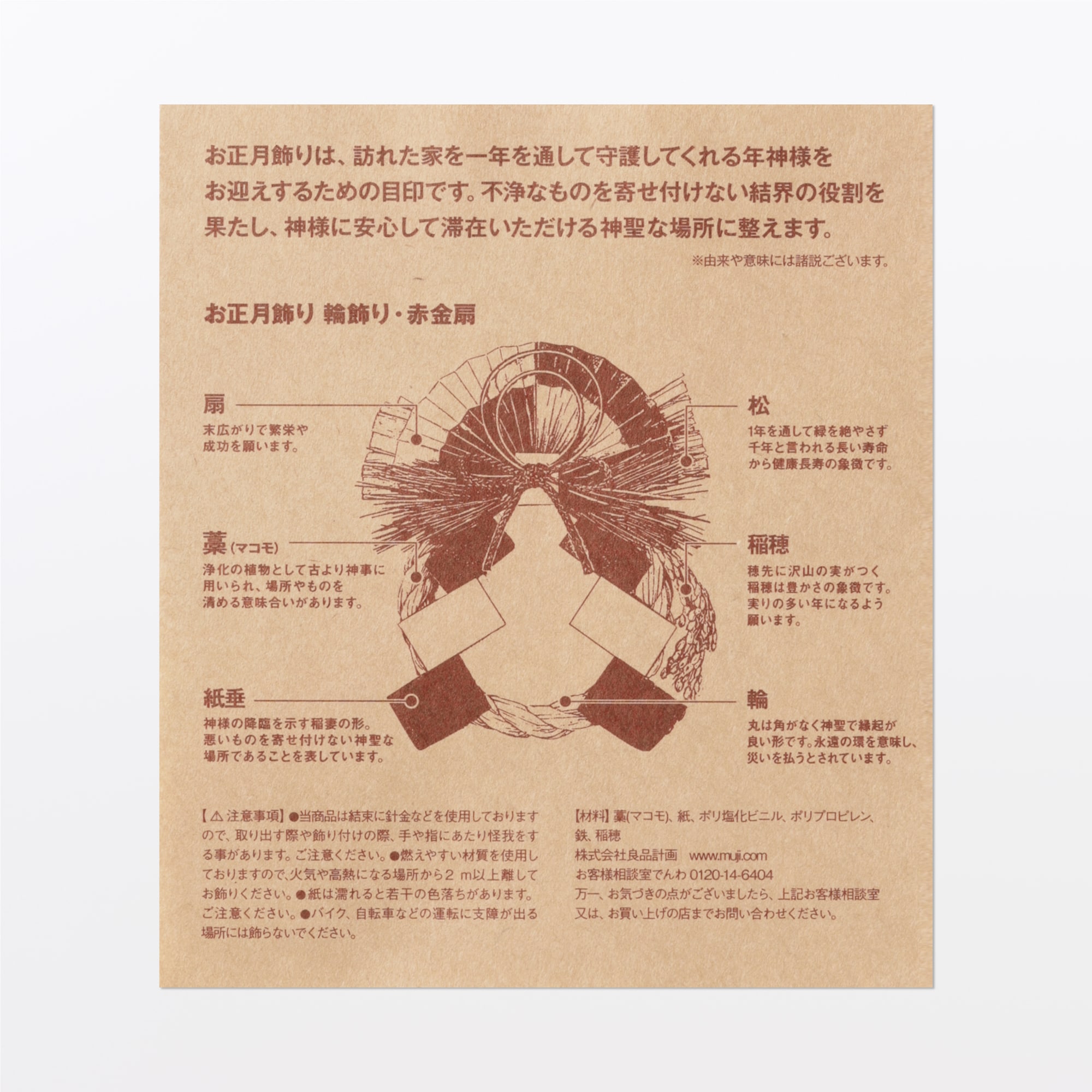 お正月飾り　輪飾り・赤金扇