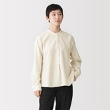 婦人　両面起毛　甘撚りフランネル　スタンドカラー長袖ブラウス