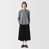 婦人　両面起毛　甘撚りフランネル　スタンドカラー長袖ブラウス