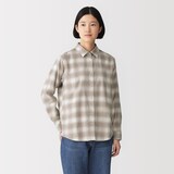 婦人　両面起毛　甘撚りフランネル　長袖シャツ