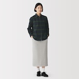婦人　両面起毛　甘撚りフランネル　長袖シャツ