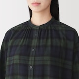 婦人　両面起毛　甘撚りフランネル　スタンドカラー長袖ワンピース