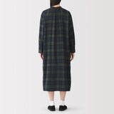婦人　両面起毛　甘撚りフランネル　スタンドカラー長袖ワンピース