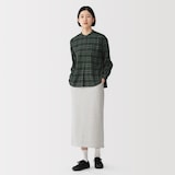 婦人　両面起毛　甘撚りフランネル　スタンドカラー長袖ブラウス