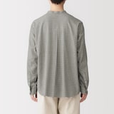 婦人　両面起毛　甘撚りフランネル　スタンドカラー長袖ブラウス