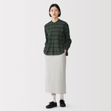 婦人　両面起毛　甘撚りフランネル　スタンドカラー長袖ブラウス