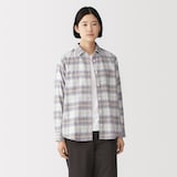 婦人　両面起毛　甘撚りフランネル　長袖シャツ